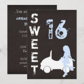 Moderne Sweet Sixteen verjaardagsuitnodiging Kaart (Voorkant / Achterkant)