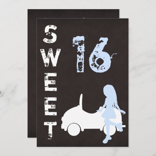 Moderne Sweet Sixteen verjaardagsuitnodiging Kaart (Voorkant / Achterkant)