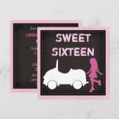 Moderne Sweet Sixteen verjaardagsuitnodiging Kaart (Voorkant / Achterkant)
