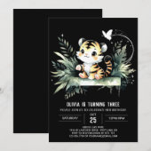 Moderne Sweet Tiger Verjaardag Kaart (Voorkant / Achterkant)