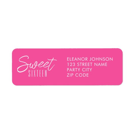 Moderne Sweet Zestien hete roze meisjes 16e Etiket (Voorkant)