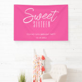 Moderne Sweet Zestien hete roze meisjes 16e verjaa Spandoek (Insitu)