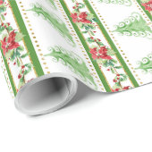 Moderne Swirl-kerstboom Poinsettia Striped Cadeaupapier (Rol Hoek)