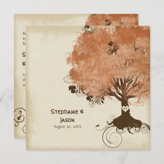 Moderne Swirl Scroll Tree of Life Herfst Autumn Le Kaart (Voorkant / Achterkant)