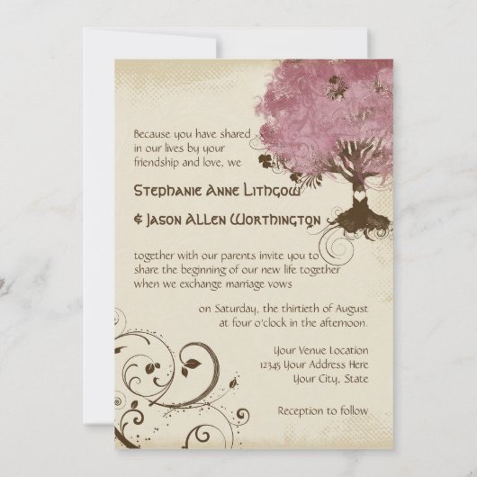 Moderne Swirl Scroll Tree of Life Spring Summer Ar Kaart (Achterkant)