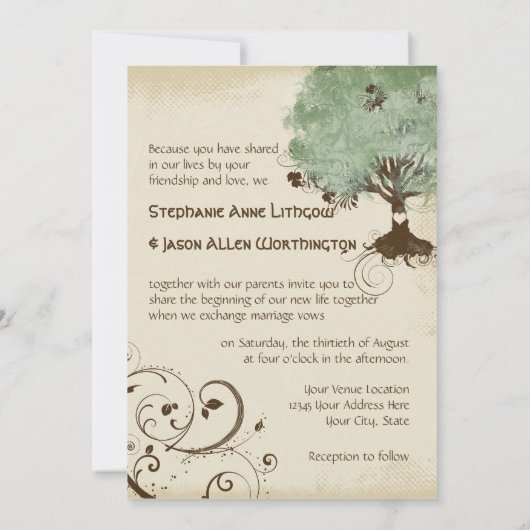 Moderne Swirl Scroll Tree of Life Spring Summer Ar Kaart (Achterkant)