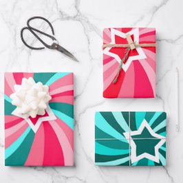 Moderne Swirl Star Groen Roze Set van  Inpakpapier Vel