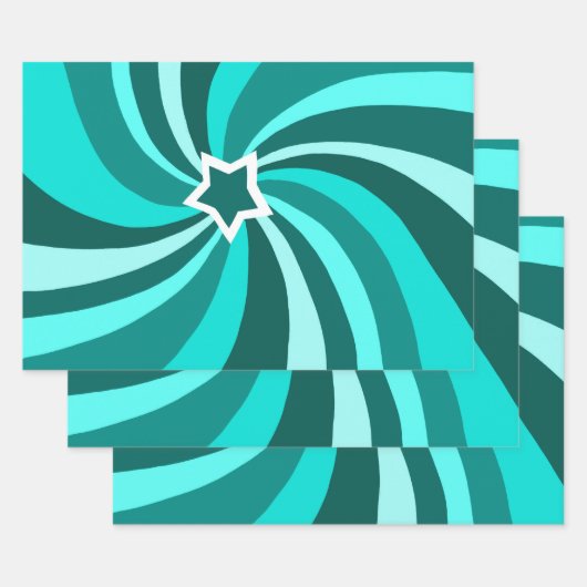 Moderne Swirl Star Groene Set van Inpakpapier Vel (Set)