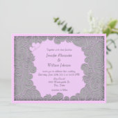 Moderne Swirly Bleke Roze en Grijze Huwelijksuitno Kaart (Staand voorkant)