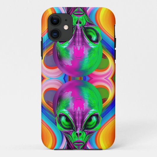Moderne Symmetrische Kleurrijke Dubbele Hoofd Alie Case-Mate iPhone Case (Achterkant)