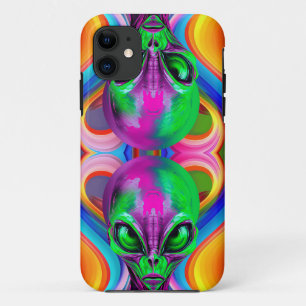 Moderne symmetrische kleurrijke dubbelkoppige alie Case-Mate iPhone case
