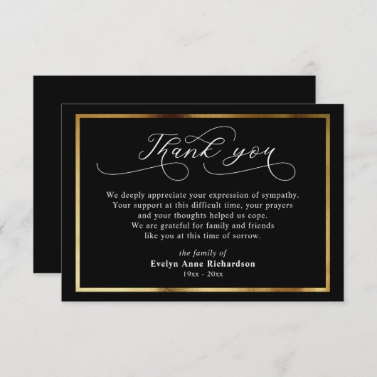 Moderne Sympathie Erkenning Gold Script Kaart (Voorkant / Achterkant)