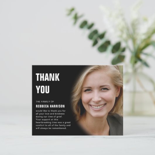 Moderne sympathie foto begrafenis bedankkaart (Staand voorkant)