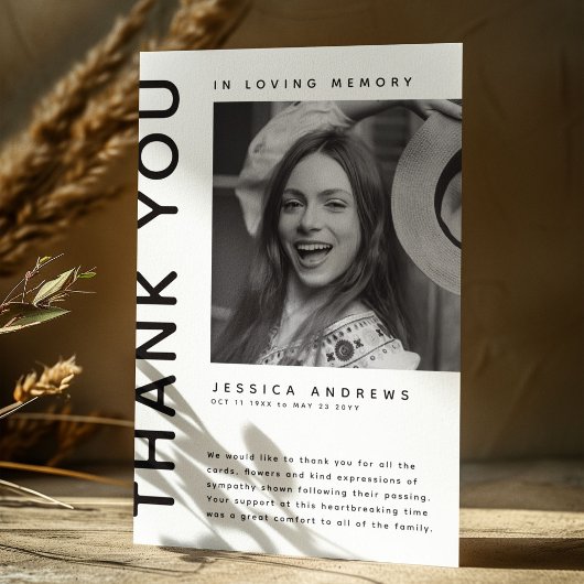 Moderne sympathie foto dank u bedankkaart