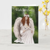 Moderne Sympathie kaart met mooie engel (Gele Bloem)