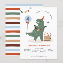 Moderne T-Rex Dinosaurus Verjaardagsfeest Kaart