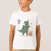 Moderne T-Rex Dinosaurus Verjaardagsfeest T-shirt (Voorkant)