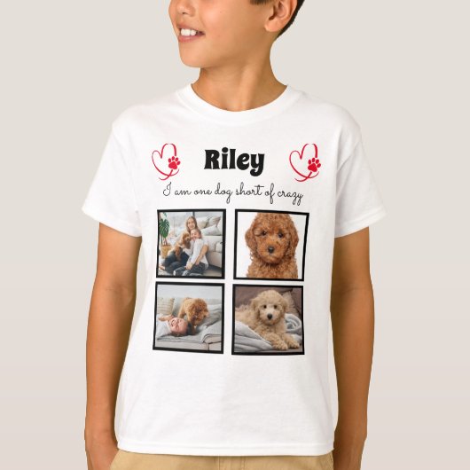 Moderne T-shirt met foto-collage van 4 honden voor (Voorkant)