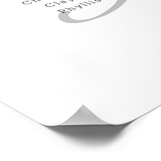 Moderne tabel 4 - Zitplaatje voor bruiloft Poster (Hoek)