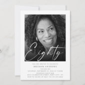 Moderne tachtig foto verjaardagsfeestuitnodiging kaart (Voorkant)