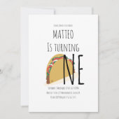 Moderne Taco Eerste Verjaardag Uitnodiging Eén Pat (Voorkant)