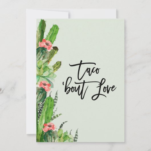 Moderne Taco 'Over Liefde Koppels Douche uitnodigi Kaart (Achterkant)