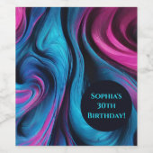 Moderne Tafel Decor-Blauw en Roze- Wijn Etiket (Enkel label)