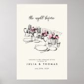 Moderne tafel schets repetitie diner welkomstbord poster (Voorkant)
