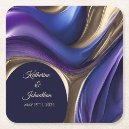 Moderne Tafelbenodigdheden-Blauw Paarse Goud Kartonnen Onderzetters