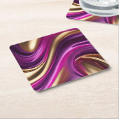 Moderne Tafelbenodigdheden-Fuchsia Paarse en Gold- Kartonnen Onderzetters (Schuin)