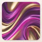 Moderne Tafelbenodigdheden-Fuchsia Paarse en Gold- Kartonnen Onderzetters (Voorkant)