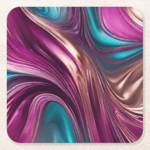 Moderne Tafelbenodigdheden-Magenta Turquoise Goud- Kartonnen Onderzetters