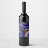 Moderne Tafeldecor-Blauw Paarse en Goud- Wijn Etiket (Voorkant)