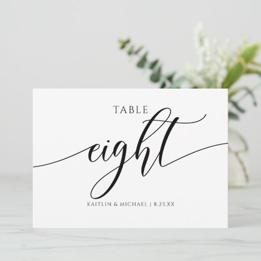 Moderne Tafelkaartjes Bruiloft Calligrafie - 8 Kaart (Staand voorkant)