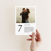 Moderne tafelnummerkaart met foto en leuke weetjes kaart