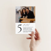 Moderne tafelnummerkaart met foto en leuke weetjes kaart