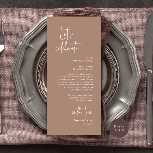 Moderne Tafelsetting Eten Dinerfeest Bedankkaart Programmakaart