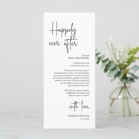 Moderne Tafelsetting Eten Partij Bedankkaart Programmakaart (Staand voorkant)