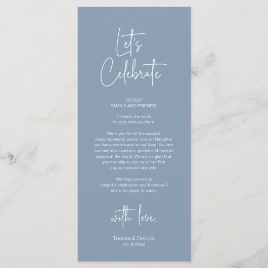 Moderne Tafelsetting Eten Partijtje Bedankkaart Programmakaart (Voorkant)