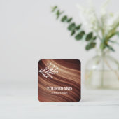 Moderne Tak Mahaghoni Hout Bruin Wavy patroon Vierkante Visitekaartje (Staand voorkant)