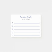 Moderne takenlijst blauwe checkbox gelinieerd post-it® notes (Voorkant)