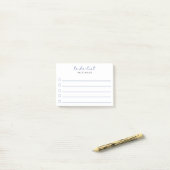Moderne takenlijst blauwe checkbox gelinieerd post-it® notes (Op bureau)