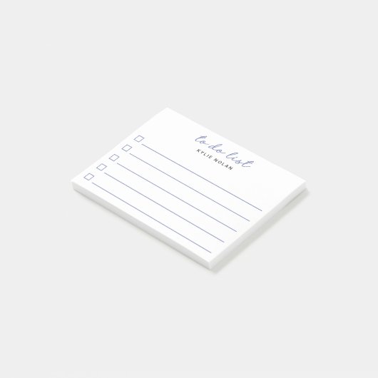 Moderne takenlijst blauwe checkbox gelinieerd post-it® notes (Schuin)