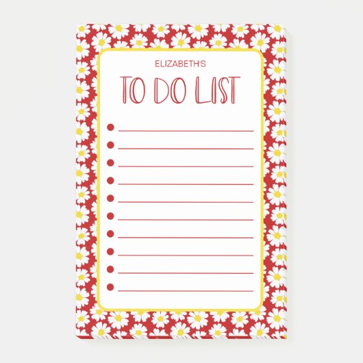 Moderne Takenlijst met Madeliefjes Post-it® Notes (Voorkant)