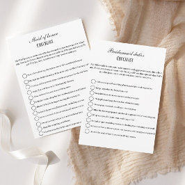 Moderne takenlijst voor bruidsmeisjes, feestinfo kaart