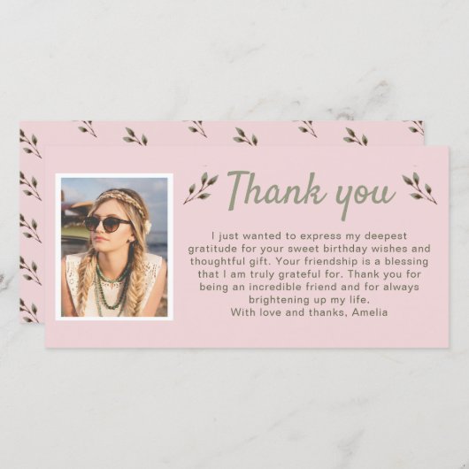 Moderne Takjes Foto Verjaardag Bedankkaart (Voorkant / Achterkant)