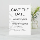 Moderne takken grijs witte script save the dates kaart (Staand voorkant)
