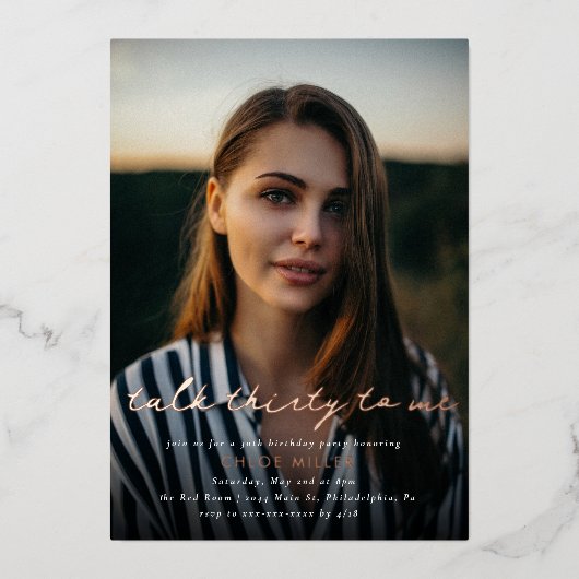 Moderne talk 30e verjaardag voor mij folie uitnodiging (Voorkant)