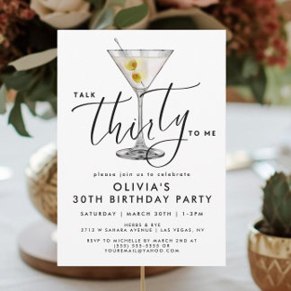Moderne “Talk Thirty to Me” Martini Glas 30ste ver Kaart