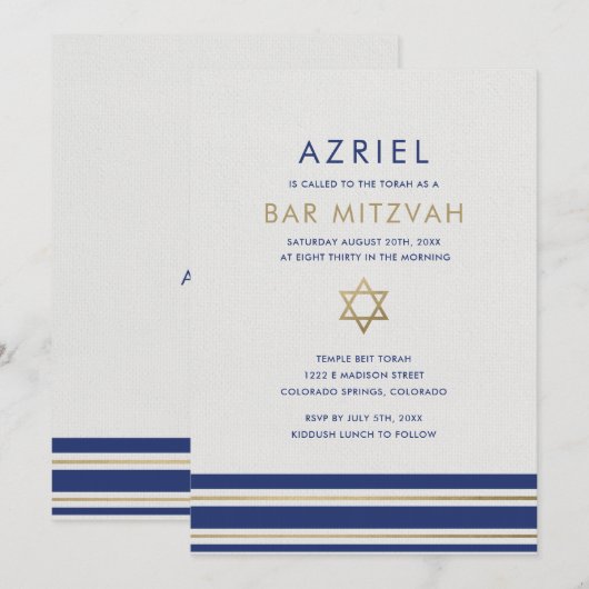 Moderne Tallit Bar Mitswa Uitnodiging (Voorkant / Achterkant)